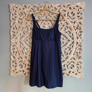 Lands End Womens Navy Tummy Control Square Neck One Piece Swim Dress SIZE 12 New